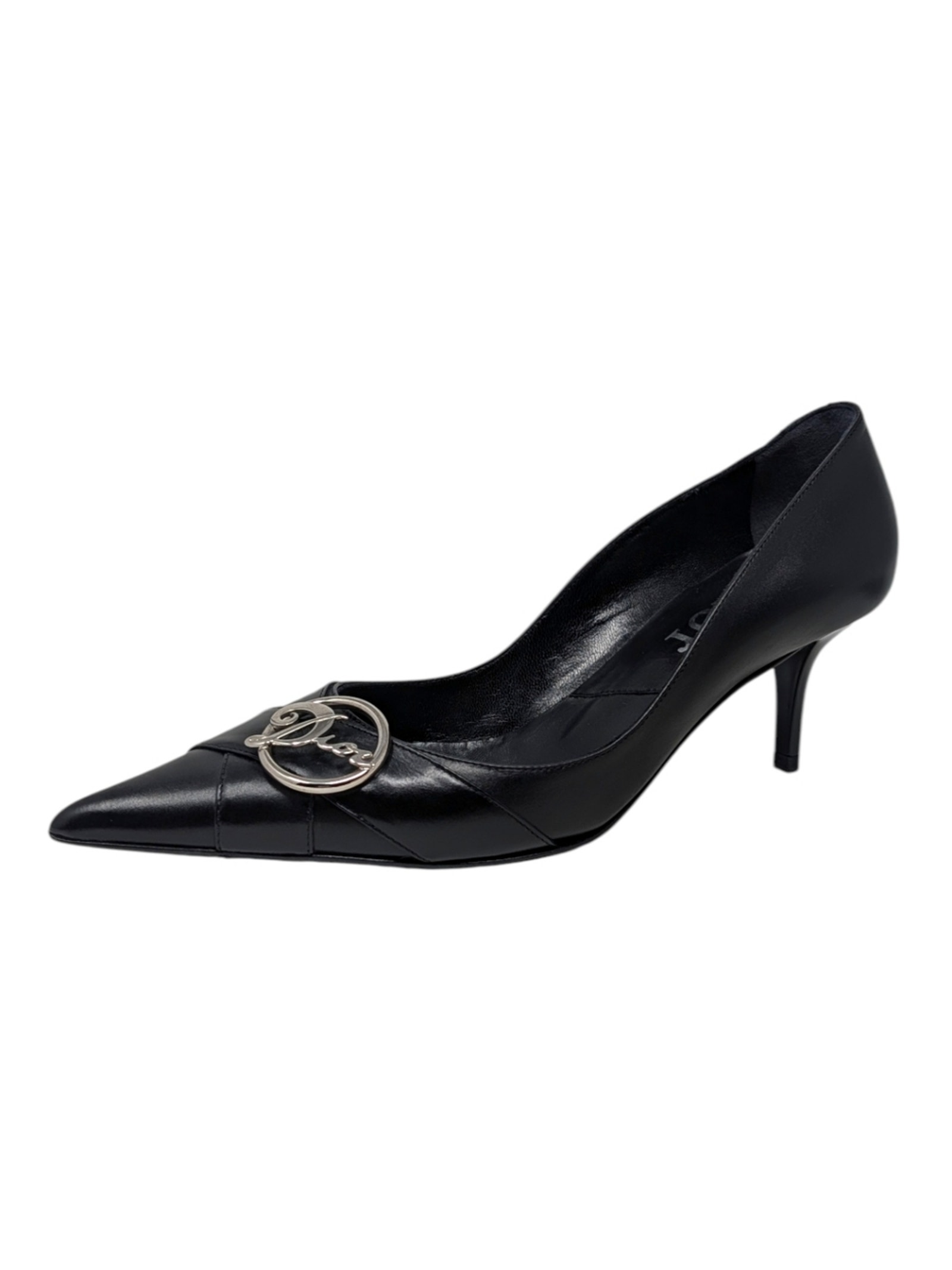 Dior Vintage Galliano Era Diva Pointed Toe Kitten Heel Pump Logo Y2k 37.5 | 7.5